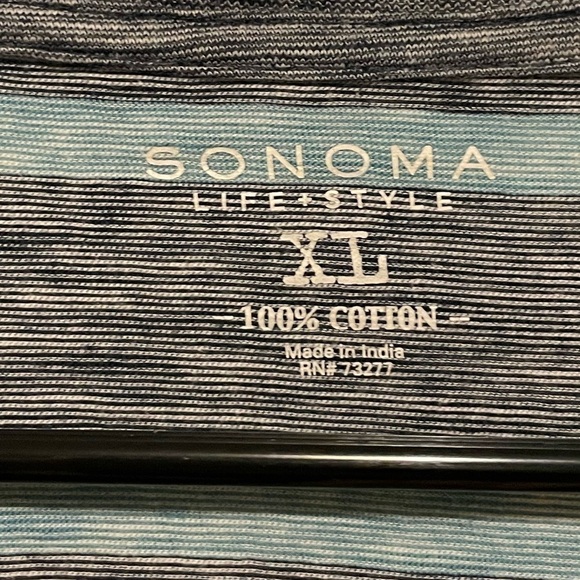 Sonoma Heather Gray and Blue Striped Short Sleeve Cotton Tee Size XL - Picture 3 of 3